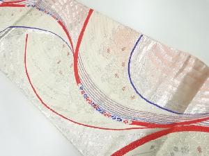 草花模様織出し袋帯